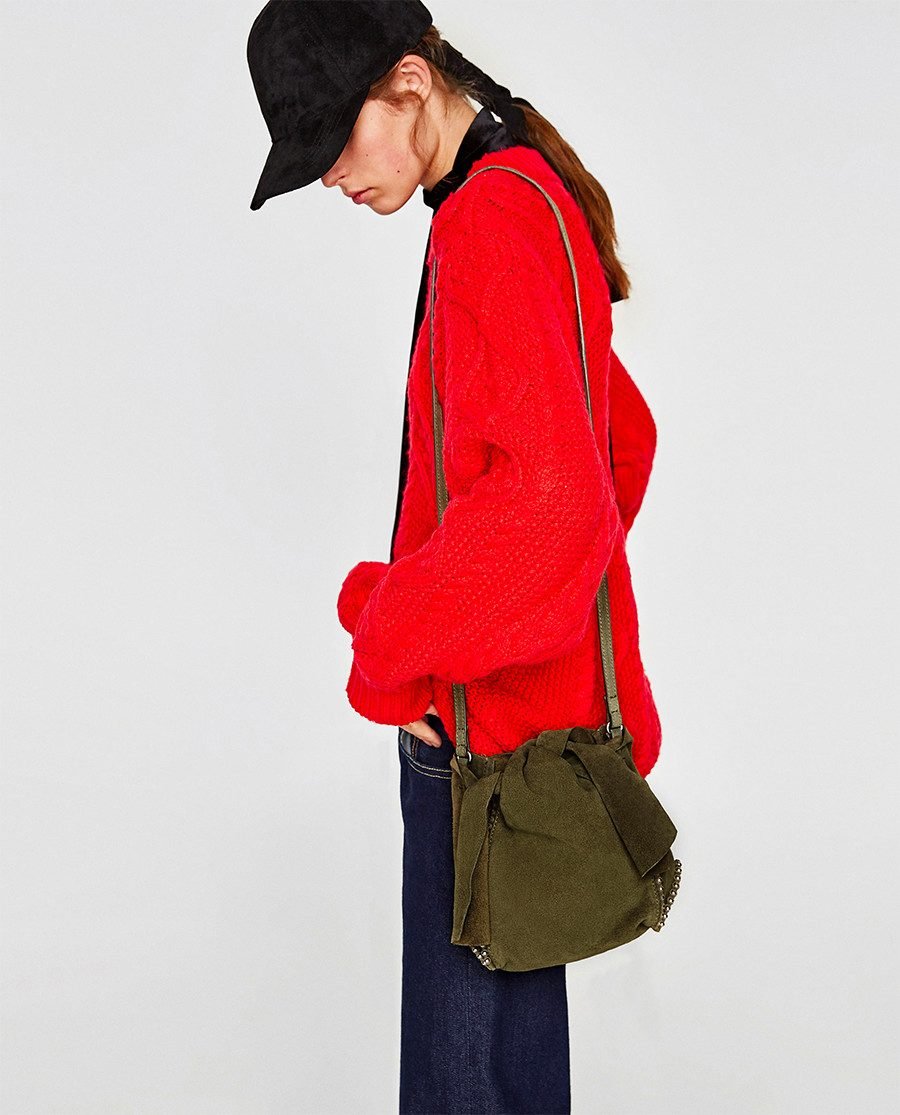 Mini Studded Split Suede Bucket Gab
