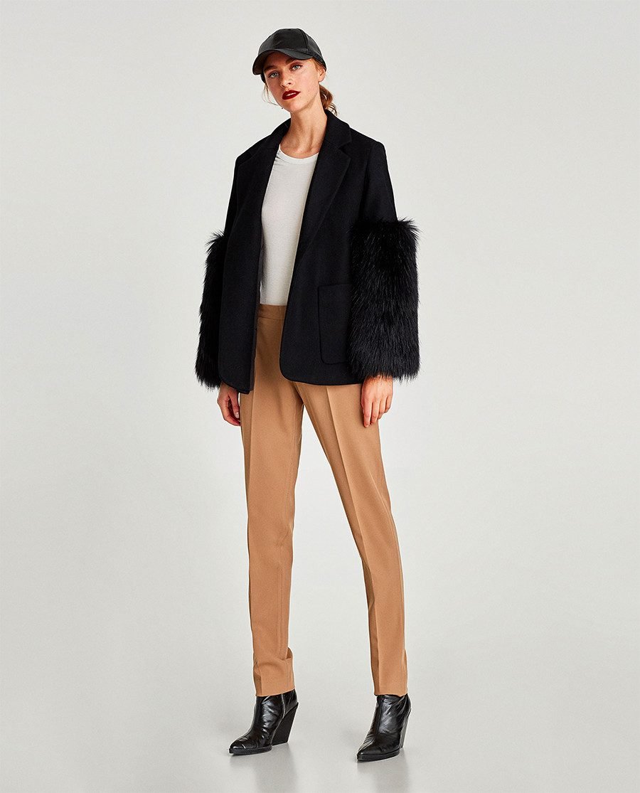 Contrasting Faux Fur Blazer